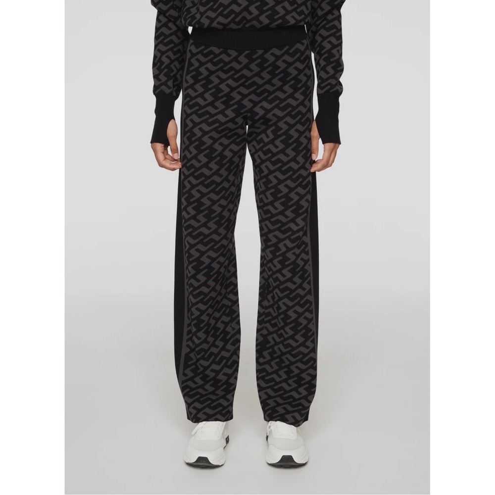 J Lindeberg Kera Knitted Pant Womens‎ Size Small Black Geometric Print Wide Leg